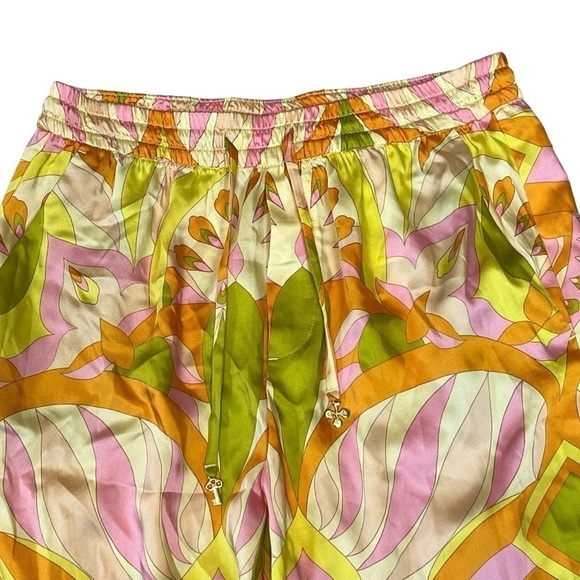 Zara Wide Leg Silky Pajama Style Pant. Orange Pink Yellow. Size M #868 NWT - Picture 5 of 8